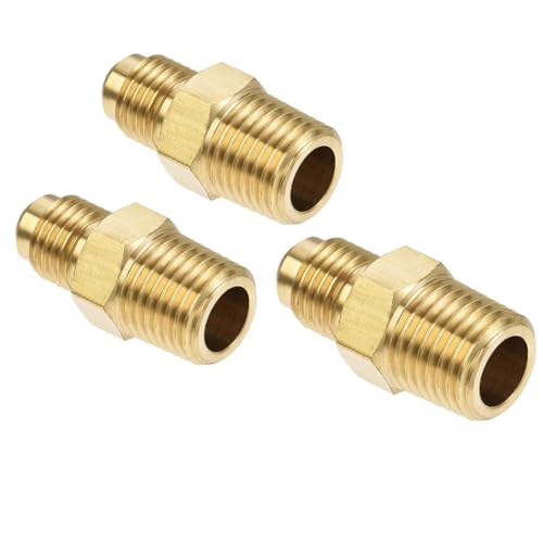 TA-VIGOR Messing-Rohrverschraubung, 1/4 SAE Flare auf 1/4NPT Außengewinde-Rohrverschraubung, Schlauchadapter Schlauchverbinder für Klimaanlagen-Kühlung – 4 Stück von TA-VIGOR