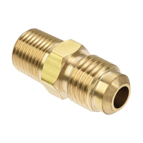 TA-VIGOR Messing-Rohrverschraubung, 1/4 SAE Flare auf 1/8 NPT Außengewinde, Rohradapter, Schlauchverbinder für Klimaanlagen-Kühlung von TA-VIGOR