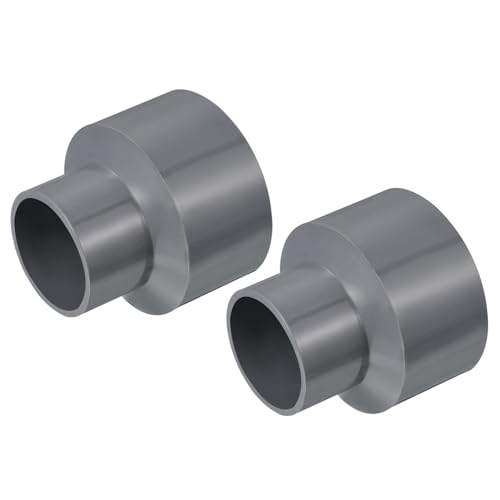 TA-VIGOR PVC-Reduzierkupplung, 63 mm x 40 mm, Rohrverschraubungsadapter, Rohrverschraubung, Rohrverschraubung für Wasserversorgung, 2 Stück, Grau von TA-VIGOR
