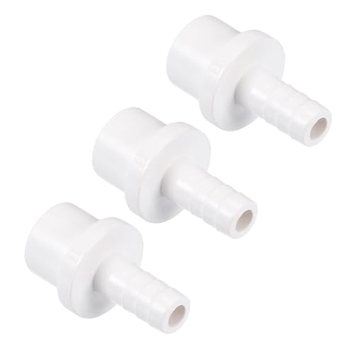 TA-VIGOR PVC-Rohrverschraubung, 12 mm Widerhaken x 20 mm, gerader Rohradapter, Schlauchstutzen, schnell für Wasserschlauch, Bewässerung, Garten, Sanitärrohre (3 Stück, weiß) von TA-VIGOR