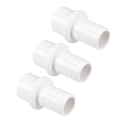 TA-VIGOR PVC-Rohrverschraubung, 20 mm Widerhaken x 25 mm, gerader Rohradapter, Schlauchstutzen, schnell für Wasserschlauch, Bewässerung, Garten, Sanitärrohre (3 Stück, weiß) von TA-VIGOR