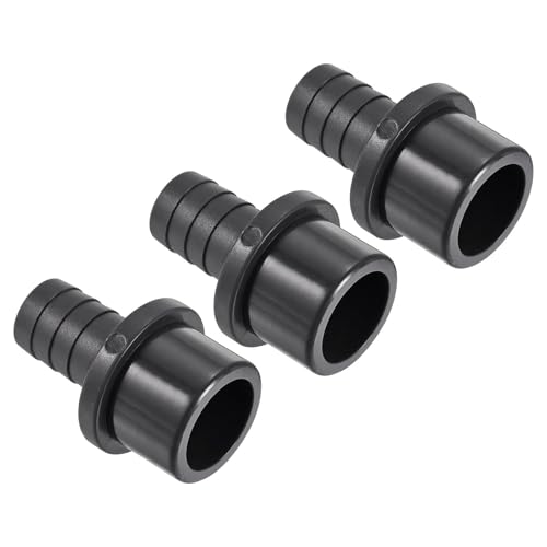 TA-VIGOR PVC-Rohrverschraubung, 20 mm Widerhaken x 32 mm, gerader Rohradapter, Schlauchstutzen, schnell für Wasserschlauch, Bewässerung, Garten, Sanitärrohre (3 Stück, schwarz) von TA-VIGOR
