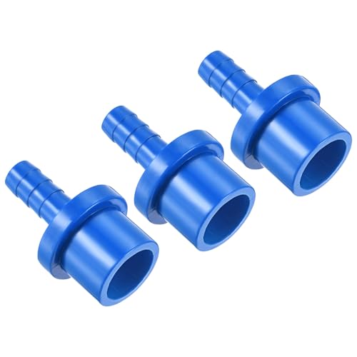 TA-VIGOR PVC-Rohrverschraubung, 8 mm Widerhaken x 20 mm, gerader Rohradapter, Schlauchstutzen, schnell für Wasserschlauch, Bewässerung, Garten, Sanitärrohre (3 Stück, blau) von TA-VIGOR