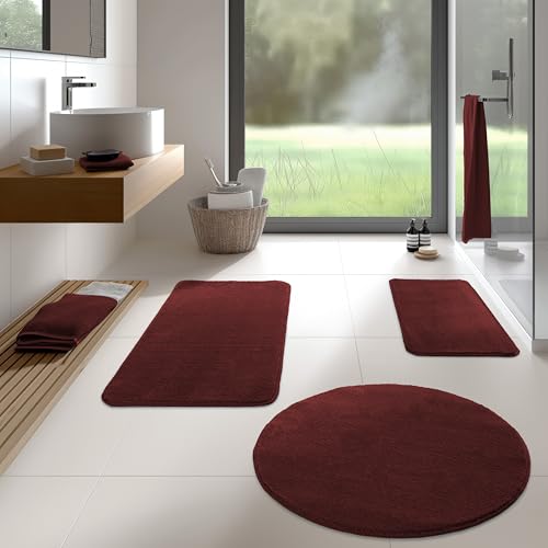 TA&MA Store Badezimmerteppich | Badezimmer Teppiche rutschfest waschbar – Hochwertige Badematte & Badteppich - Badematte als Set kombinierbar - Teppich Badezimmer Rot 50x80 cm von TA&MA