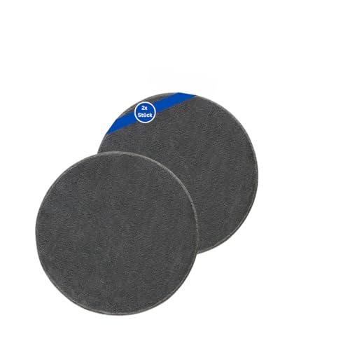 TA&MA Store Badezimmerteppich | Badezimmer Teppiche rutschfest waschbar – Hochwertige Badematte & Badteppich - Badematte als Set kombinierbar - Teppich Badezimmer Anthrazit 2er 80cm rund von TA&MA