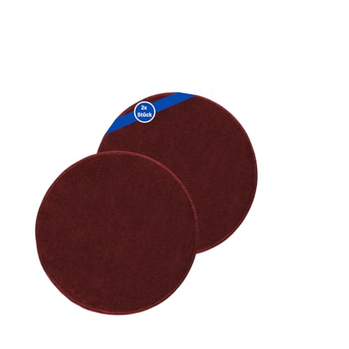 TA&MA Store Badezimmerteppich | Badezimmer Teppiche rutschfest waschbar – Hochwertige Badematte & Badteppich - Badematte als Set kombinierbar - Teppich Badezimmer Rot 2er 80cm rund von TA&MA