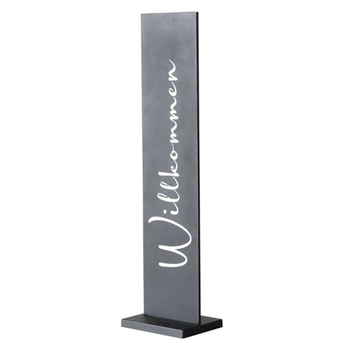 Dekoaufsteller Willkommensschild Metall Willkommen Säule Haustürdeko Eingangsdeko schwarz 77 cm Metalldeko Gartendeko Haustür Aufsteller Standschild Hochzeit Terasse Wohnung von TOPANBIETER 999