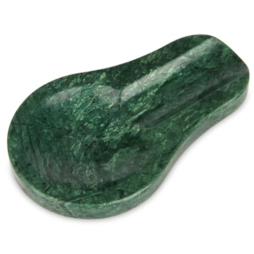Löffelablage Marmor Löffelhalter Zuhause Restaurant Deko Kochlöffelablage für Pfannenwender, Schöpfkelle, Gabel, Kaffeelöffel, Küchentheke, küchenutensilien Schwarzgrün 16.5 x 10 x 1.8 cm von TABHOUKIT