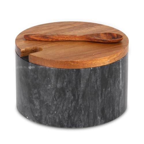 Salzstreuer Marmor mit Holzdeckel und Löffel Salz- oder Pfefferstreuerschale aus Stein, Gewürzbehälter, Behälter, Behälterhalter, Behälter für die Küche Salzbehälter Salzdose (Dunkelgraue Schale) Salzstreuer Marmor mit Holzdeckel und Löffel Salz- oder Pfefferstreuerschale aus Stein, Gewürzbehälter, Behälter, Behälterhalter, Behälter für die Küche Salzbehälter Salzdose (Dunkelgraue Schale) von TABHOUKIT