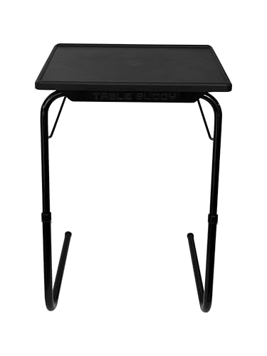 TABLE BUDDY Verstellbarer tragbarer Klapptisch mit mehreren Positionen, für Esszimmer, Arbeitsplatz, Betttablett, Arbeit, Fernsehen, Arbeitszimmer, Outdoor- und Büromöbel (schwarz) von TABLE BUDDY