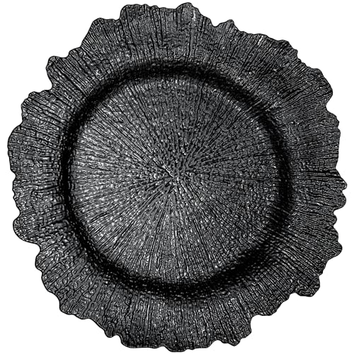 TABLETROVES Schwarzes Platzteller-Set – 33 cm Vintage-Kunststoff-Geschirr-Set – wiederverwendbare, elegante Servierteller für Partys, Hochzeiten und Veranstaltungen, 12er-Set TABLETROVES Schwarzes Platzteller-Set – 33 cm Vintage-Kunststoff-Geschirr-Set – wiederverwendbare, elegante Servierteller für Partys, Hochzeiten und Veranstaltungen, 12er-Set von TABLETROVES
