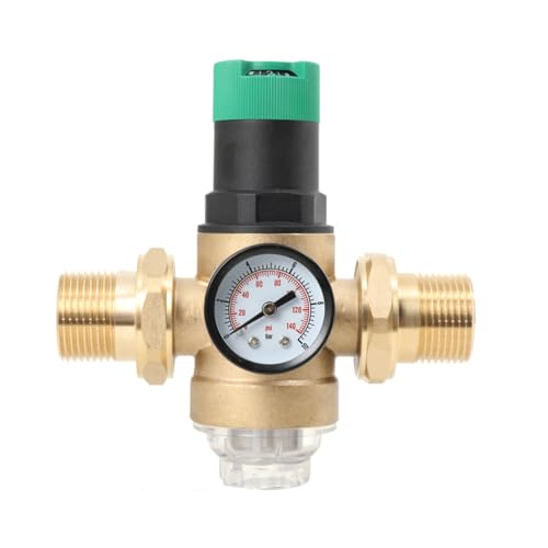 TABODD Druckminderer Wasser 1 zoll DN25 mit Manometer, Wasserdruckminderer Mit Wasserdruckmesser Und Mesh Filter, Wasser üBerdruckventil Aus Messing zur Regulierung des Wasserdrucks von TABODD