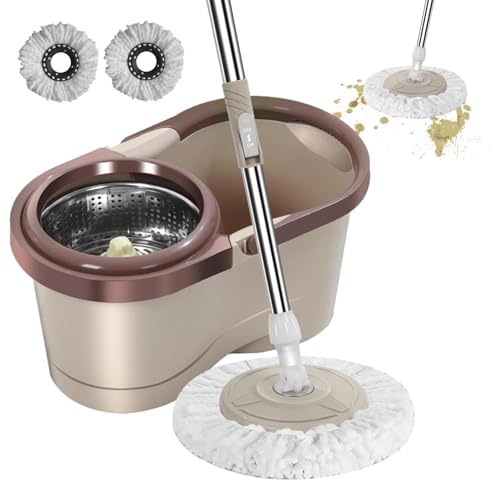 Wischmopp und Eimer | Spinning-Mops und Eimer-Sets - 360° drehbar | Nassmopp Eimer Set mit automatischem Schleudern | Mops mit abnehmbarem Kopf zum Wischen von Böden von TABSIRAH
