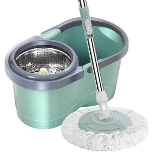 Wischmopp und Eimer | Spinning-Mops und Eimer-Sets - 360° drehbar | Nassmopp Eimer Set mit automatischem Schleudern | Mops mit abnehmbarem Kopf zum Wischen von Böden von TABSIRAH