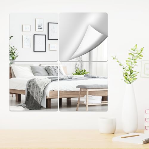 4 Stück Klebespiegel Spiegelfliesen Selbstklebend | Acryl Spiegel zum Aufkleben für Wand Schlafzimmer Schrank Badezimmer Wohnzimmer | 15x15 cm 4 Stück Klebespiegel Spiegelfliesen Selbstklebend | Acryl Spiegel zum Aufkleben für Wand Schlafzimmer Schrank Badezimmer Wohnzimmer | 15x15 cm von TABYIK