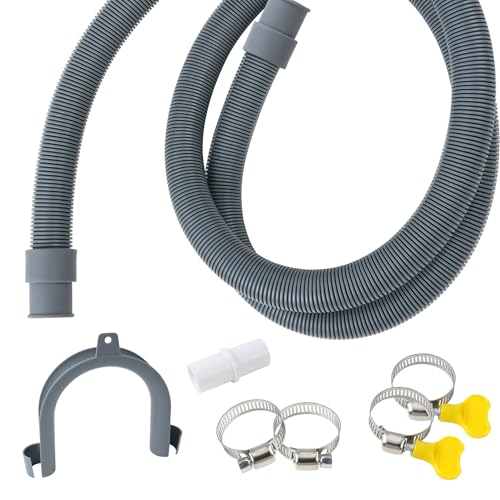 Ablaufschlauch Verlängerung, Waschmaschinenschlauch (1.5 M, Ø20 MM) für Waschmaschine Geschirrspüler, Ablaufschlauch Waschmaschine mit 4 Schlauchschellen, U-Haltebogen, Waschmaschine Abfluss Adapter von TABYIK