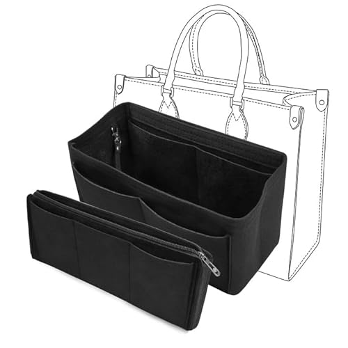 Taschenorganizer aus Filz Handtaschen Organizer für Frauen, Multi-Pocket Bag Organizer, Bag in Bag mit Schlüsselkette, Taschen organizer shopper mit Abnehmbare Reißverschluss-Tasche, Schwarz Taschenorganizer aus Filz Handtaschen Organizer für Frauen, Multi-Pocket Bag Organizer, Bag in Bag mit Schlüsselkette, Taschen organizer shopper mit Abnehmbare Reißverschluss-Tasche, Schwarz von TABYIK
