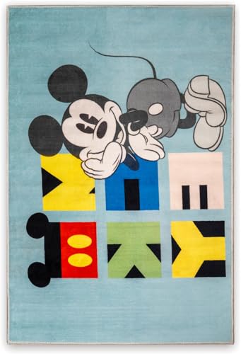 TAÇ Disney Teppich für Kinder, offizielles Lizenzprodukt, für Kinderzimmer, Spielzimmer, Rutschfester und waschbarer Teppich, Mickey Maus, 80 x 120 cm TAÇ Disney Teppich für Kinder, offizielles Lizenzprodukt, für Kinderzimmer, Spielzimmer, Rutschfester und waschbarer Teppich, Mickey Maus, 80 x 120 cm von TAÇ