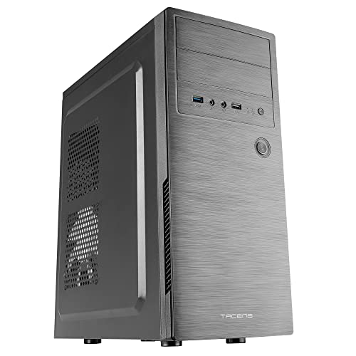 Tacens 2INITIOX, PC-Gehäuse ATX Semi-Tower, 12cm Seitenlüfter, Gebürstete Aluminiumfront, Stahl, Schwarz von TACENS