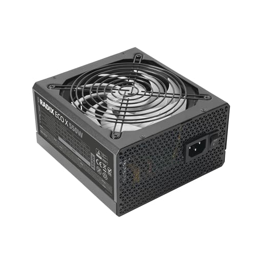 Tacens Radix ECO X 550, PC ATX Netzteil 550W, 6 Jahre Garantie, 87% Effizienz, SMD- und DC-DC-Technologien, Ultra-leiser AI-RPM 140mm FDB-Lüfter, Extra-Lange Flachkabel, Schwarz von TACENS