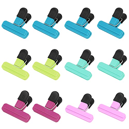 TACGEA Chip-Clips, 12 Stück Lebensmittel-Clips, Beutel-Clips zur Aufbewahrung von Lebensmitteln mit luftdichtem Griff (7,6 x 6,3 cm) von TACGEA