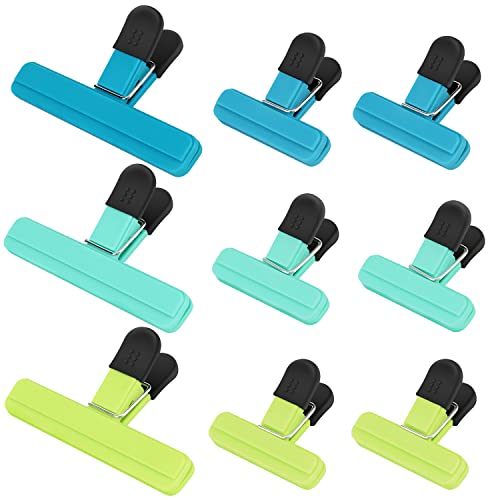 TACGEA Chip-Clips, 9 Stück Lebensmittelclips, Beutelklammern für die Aufbewahrung von Lebensmitteln mit luftdichtem Dichtungsgriff (3 große und 6 kleine) von TACGEA