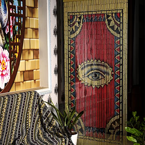 TACHILC The Eye Bambus-Perlenvorhang für Tür, Boho-Perlenvorhang für Schränke, Türperlen, Dekoration, Bambusperlen für Türen, 90,2 x 198,1 cm von TACHILC