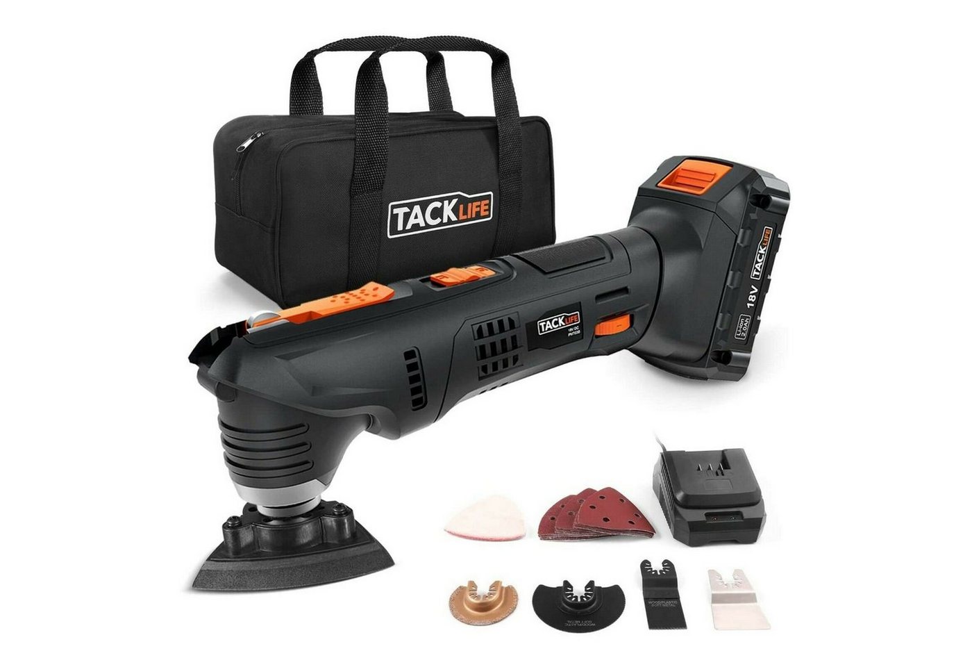 TACKLIFE Akku-Multifunktionswerkzeug PMT03B Multitool Oszillierer Multicutter, 18,00 V, inkl. Akku & Schnellladegerät TACKLIFE Akku-Multifunktionswerkzeug PMT03B Multitool Oszillierer Multicutter, 18,00 V, inkl. Akku & Schnellladegerät von TACKLIFE