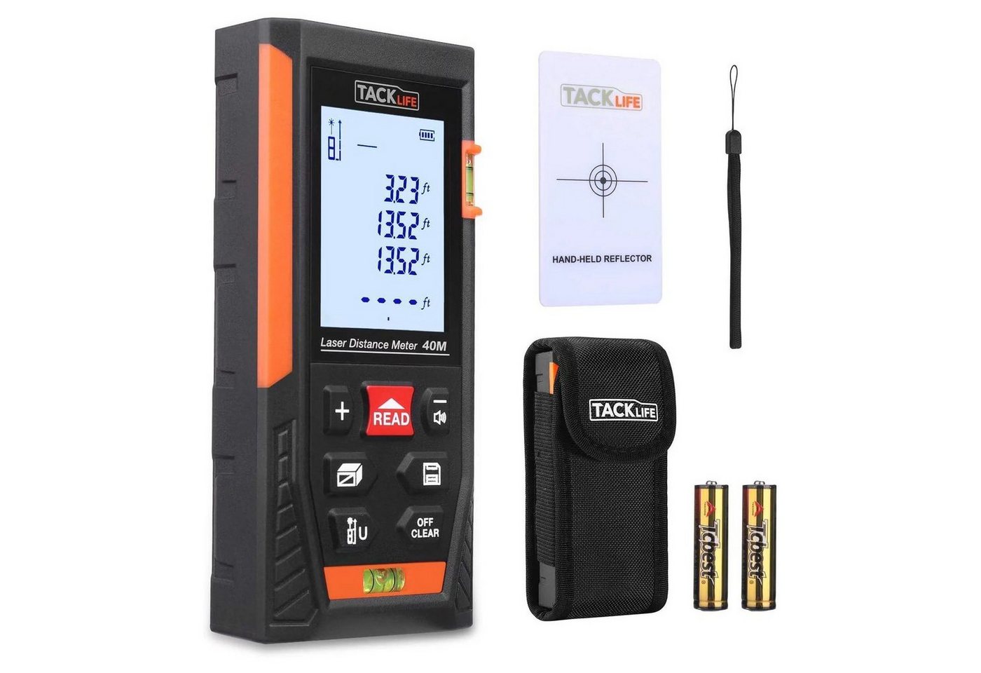 TACKLIFE Entfernungsmesser, Laser Distanzmesser mit LCD & Pythagoras Modus von TACKLIFE