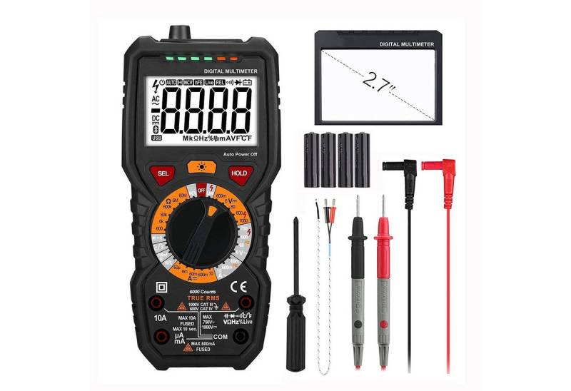 TACKLIFE Multimeter Digital Multimeter Strommessgerät mit 6000 Counts, (Batterie nicht beigfügt) von TACKLIFE