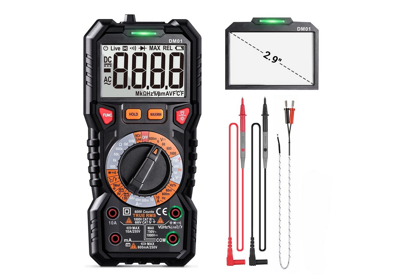 TACKLIFE Multimeter, Digital Spannungsprüfer TRMS 6000 Counts LED Anzeige von TACKLIFE