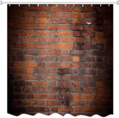3D Duschvorhang 240x200 Retro-Ziegelmauer Duschvorhang Ziegelwand Bad Vorhang Antischimmel Wasserdicht Duschvorhänge Textil Polyester für Badezimmer Badewannen mit 12 Haken b2862 von TACOKI