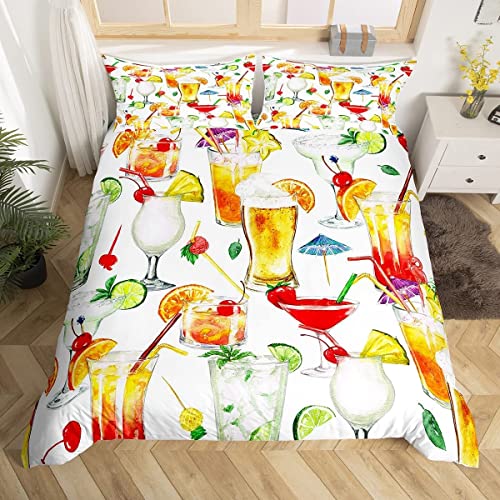 TACOKI Cocktail Bettwäsche 135x200 cm Kuschelig Weiche Microfaser 3D Druck Getränke Bettwäsche-Sets Erwachsener Bettbezug + 2 Kissenbezug 80x80 cm mit Reißverschluss von TACOKI