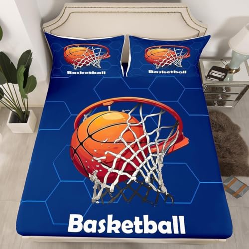 TACOKI 3D Basketball Spannbettlaken 90x200cm, Basketball Weiches Mikrofaser Bettlaken für Kinder, Bettlaken Spannbetttuch 90x200 bis 30 cm Matratzenhöhe mit 2 kissenbezüge 4797v TACOKI 3D Basketball Spannbettlaken 90x200cm, Basketball Weiches Mikrofaser Bettlaken für Kinder, Bettlaken Spannbetttuch 90x200 bis 30 cm Matratzenhöhe mit 2 kissenbezüge 4797v von TACOKI