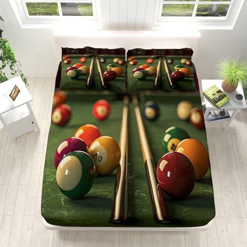 TACOKI 3D Billard Spannbettlaken 160x200cm, Billard Weiches Mikrofaser Bettlaken für Erwachsene, Bettlaken Spannbetttuch 160x200 bis 30 cm Matratzenhöhe mit 2 kissenbezüge c8580 TACOKI 3D Billard Spannbettlaken 160x200cm, Billard Weiches Mikrofaser Bettlaken für Erwachsene, Bettlaken Spannbetttuch 160x200 bis 30 cm Matratzenhöhe mit 2 kissenbezüge c8580 von TACOKI