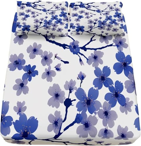 TACOKI 3D Blume Spannbettlaken 140x200cm, Chinesischer Stil Weiches Mikrofaser Bettlaken für Kinder, Bettlaken Spannbetttuch 140x200 bis 30 cm Matratzenhöhe mit 2 kissenbezüge 4813v TACOKI 3D Blume Spannbettlaken 140x200cm, Chinesischer Stil Weiches Mikrofaser Bettlaken für Kinder, Bettlaken Spannbetttuch 140x200 bis 30 cm Matratzenhöhe mit 2 kissenbezüge 4813v von TACOKI