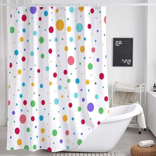 TACOKI 3D Duschvorhang 120x180 Bunte Punkte Duschvorhang Bunte Punkte Bad Vorhang Antischimmel Wasserdicht Duschvorhänge Textil Polyester für Badezimmer Badewannen mit 8 Haken A4481 von TACOKI