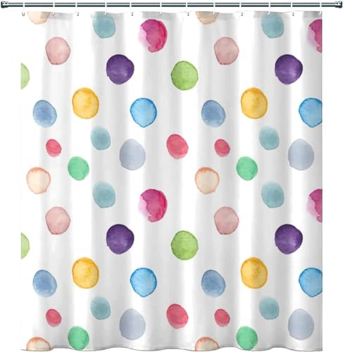 TACOKI 3D Duschvorhang 120x180 Bunte Punkte Duschvorhang Punkte Bad Vorhang Antischimmel Wasserdicht Duschvorhänge Textil Polyester für Badezimmer Badewannen mit 8 Haken A7820 von TACOKI