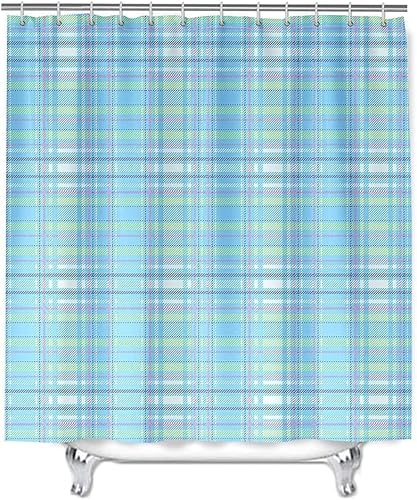 TACOKI 3D Duschvorhang 120x180 Schachbrett Duschvorhang Streifen Bad Vorhang Antischimmel Wasserdicht Duschvorhänge Textil Polyester für Badezimmer Badewannen mit 8 Haken A449 von TACOKI
