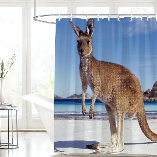 TACOKI 3D Duschvorhang 120x200 Australien Duschvorhang Australien Bad Vorhang Antischimmel Wasserdicht Duschvorhänge Textil Polyester für Badezimmer Badewannen mit 8 Haken A4335 von TACOKI