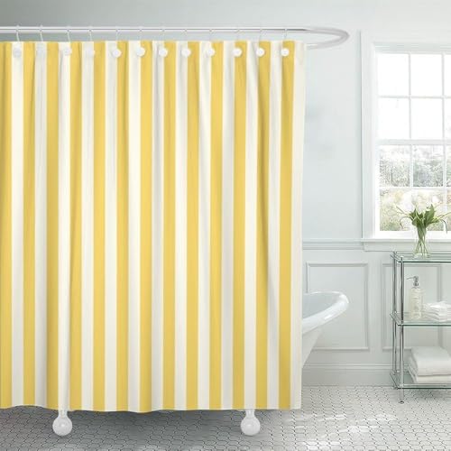 TACOKI 3D Duschvorhang 120x200 Gelbe Weiße Streifen Duschvorhang Streifen Bad Vorhang Antischimmel Wasserdicht Duschvorhänge Textil Polyester für Badezimmer Badewannen mit 8 Haken A5427 von TACOKI