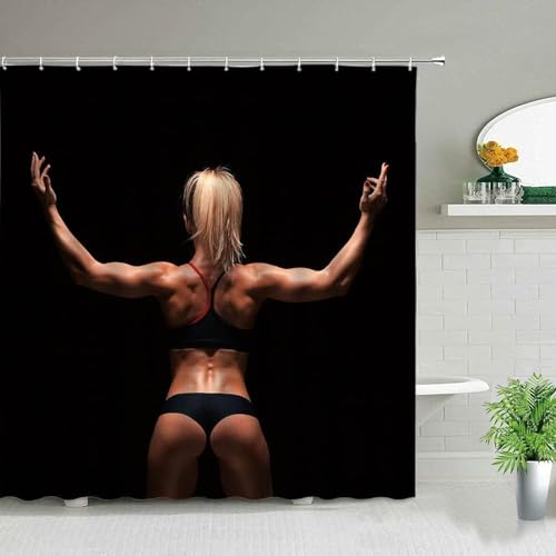 TACOKI 3D Duschvorhang 120x200 Sexy Mädchen Duschvorhang Sexy Mädchen Bad Vorhang Antischimmel Wasserdicht Duschvorhänge Textil Polyester für Badezimmer Badewannen mit 8 Haken A3292 von TACOKI