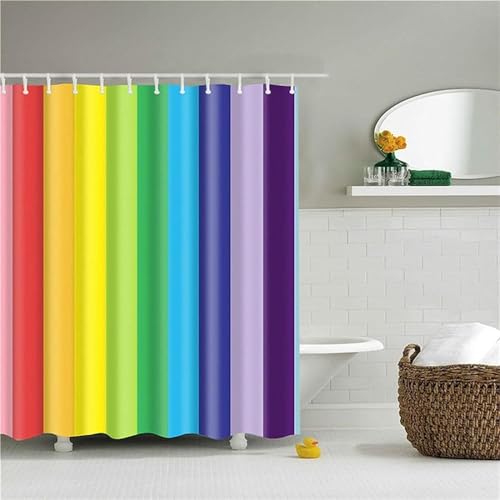 TACOKI 3D Duschvorhang 180x180 Regenbogen Duschvorhang Regenbogen Bad Vorhang Antischimmel Wasserdicht Duschvorhänge Textil Polyester für Badezimmer Badewannen mit 12 Haken A3195 von TACOKI