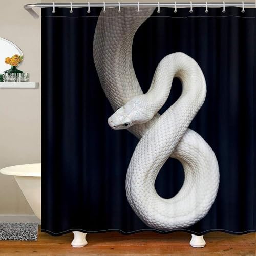 TACOKI 3D Duschvorhang 180x180 Schlange Duschvorhang Schlange Bad Vorhang Antischimmel Wasserdicht Duschvorhänge Textil Polyester für Badezimmer Badewannen mit 12 Haken b5645 von TACOKI