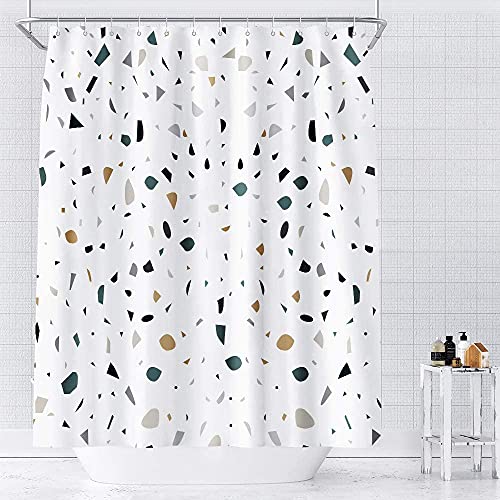 TACOKI 3D Duschvorhang 180x180 Terrazzo Duschvorhang Terrazzo Bad Vorhang Antischimmel Wasserdicht Duschvorhänge Textil Polyester für Badezimmer Badewannen mit 12 Haken #6563 von TACOKI