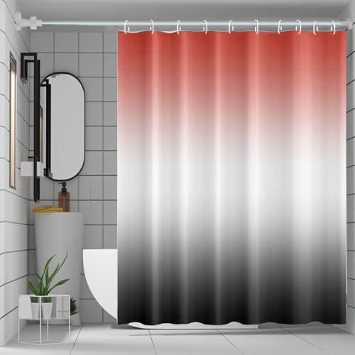 TACOKI 3D Duschvorhang 240x200 Grau Rot Duschvorhang Farbverlauf Bad Vorhang Antischimmel Wasserdicht Duschvorhänge Textil Polyester für Badezimmer Badewannen mit 12 Haken 447z von TACOKI