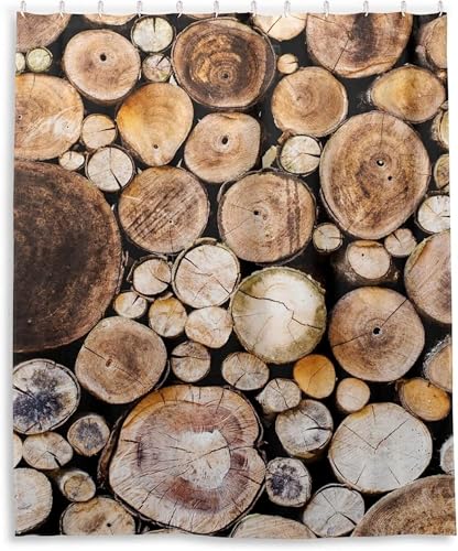 TACOKI 3D Duschvorhang 240x200 Holz Duschvorhang Holz Bad Vorhang Antischimmel Wasserdicht Duschvorhänge Textil Polyester für Badezimmer Badewannen mit 12 Haken #8071 von TACOKI