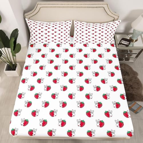 TACOKI 3D Erdbeere Spannbettlaken 90x200cm, Erdbeere Weiches Mikrofaser Bettlaken für Kinder, Bettlaken Spannbetttuch 90x200 bis 30 cm Matratzenhöhe mit 2 kissenbezüge 4517v TACOKI 3D Erdbeere Spannbettlaken 90x200cm, Erdbeere Weiches Mikrofaser Bettlaken für Kinder, Bettlaken Spannbetttuch 90x200 bis 30 cm Matratzenhöhe mit 2 kissenbezüge 4517v von TACOKI
