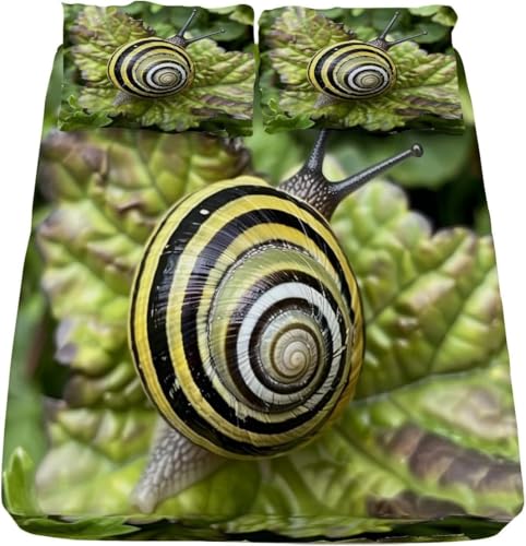 TACOKI 3D Schnecke Spannbettlaken 90x200cm, Blätter Weiches Mikrofaser Bettlaken für Kinder, Bettlaken Spannbetttuch 90x200 bis 30 cm Matratzenhöhe mit 2 kissenbezüge 4783v TACOKI 3D Schnecke Spannbettlaken 90x200cm, Blätter Weiches Mikrofaser Bettlaken für Kinder, Bettlaken Spannbetttuch 90x200 bis 30 cm Matratzenhöhe mit 2 kissenbezüge 4783v von TACOKI
