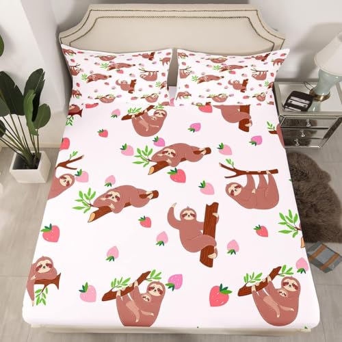 TACOKI 3D Sloths Spannbettlaken 120x200cm, Mädchen Weiches Mikrofaser Bettlaken für Kinder, Bettlaken Spannbetttuch 120x200 bis 30 cm Matratzenhöhe mit 2 kissenbezüge 4770v TACOKI 3D Sloths Spannbettlaken 120x200cm, Mädchen Weiches Mikrofaser Bettlaken für Kinder, Bettlaken Spannbetttuch 120x200 bis 30 cm Matratzenhöhe mit 2 kissenbezüge 4770v von TACOKI
